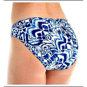 RALPH LAUREN Bikini Bottom 10 Swimwear Navy Blue IKAT Abstract Bathing Suit